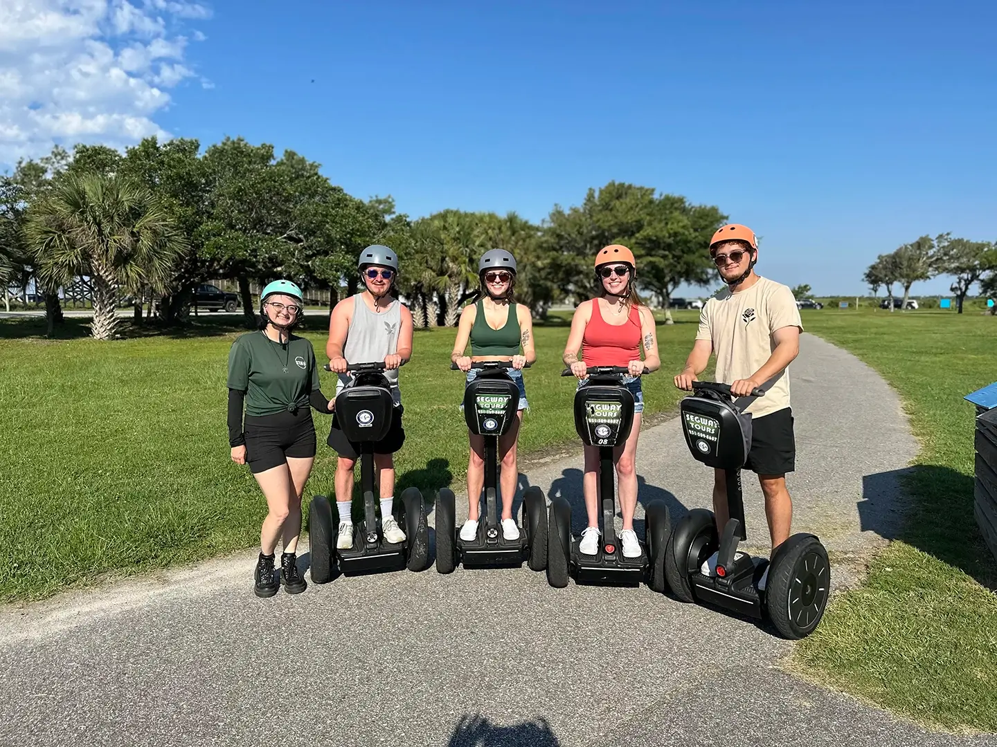 Segway tour group with guide