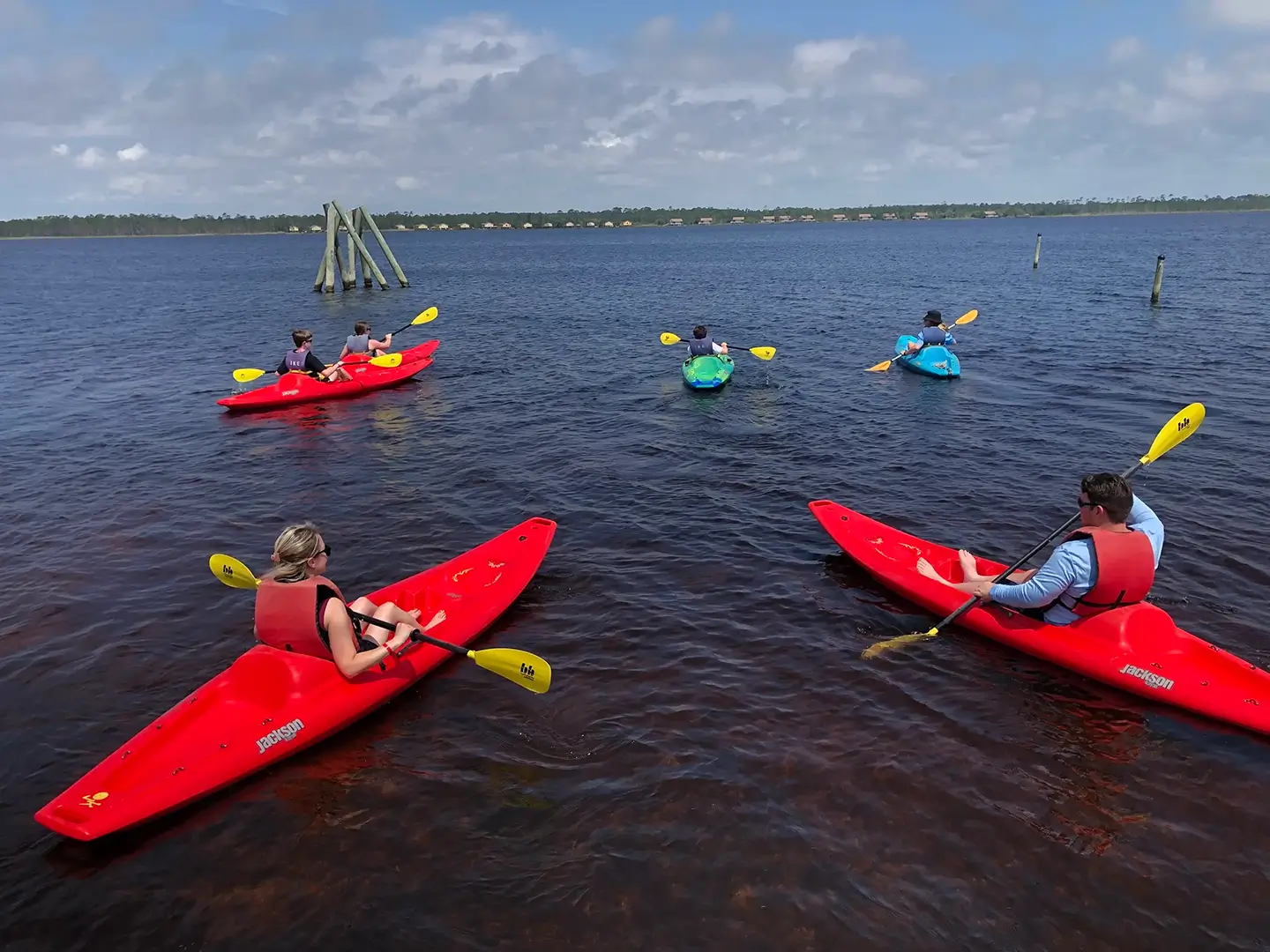 Guided kayak tour group